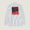 Striped Shirt in Poplin with Surrealism Print
