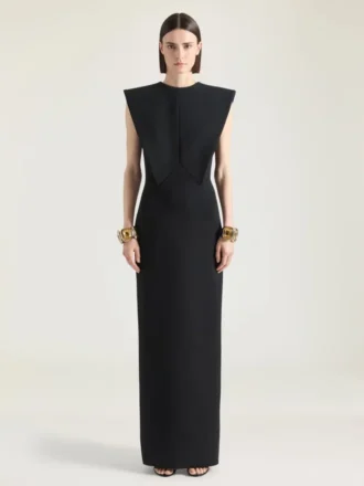 Structured Evening Dress in Wool