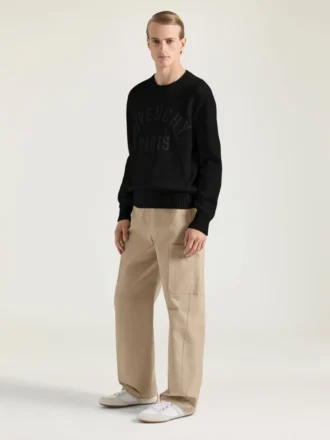 Sweater in Cotton Knit with Givenchy Paris Embroidery