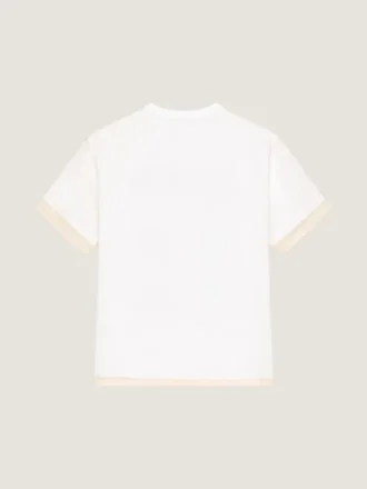 T-Shirt in Cotton and Organza with Surrealism Print