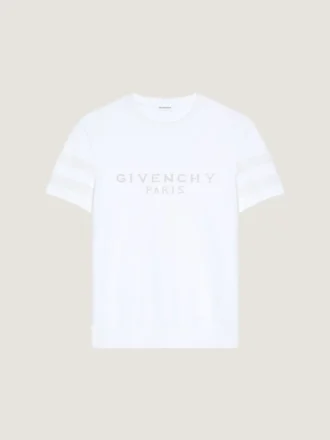 T-Shirt in Cotton Knit with Givenchy Paris Jacquard