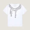 T-Shirt in Cotton with Deconstructed Crystals Print